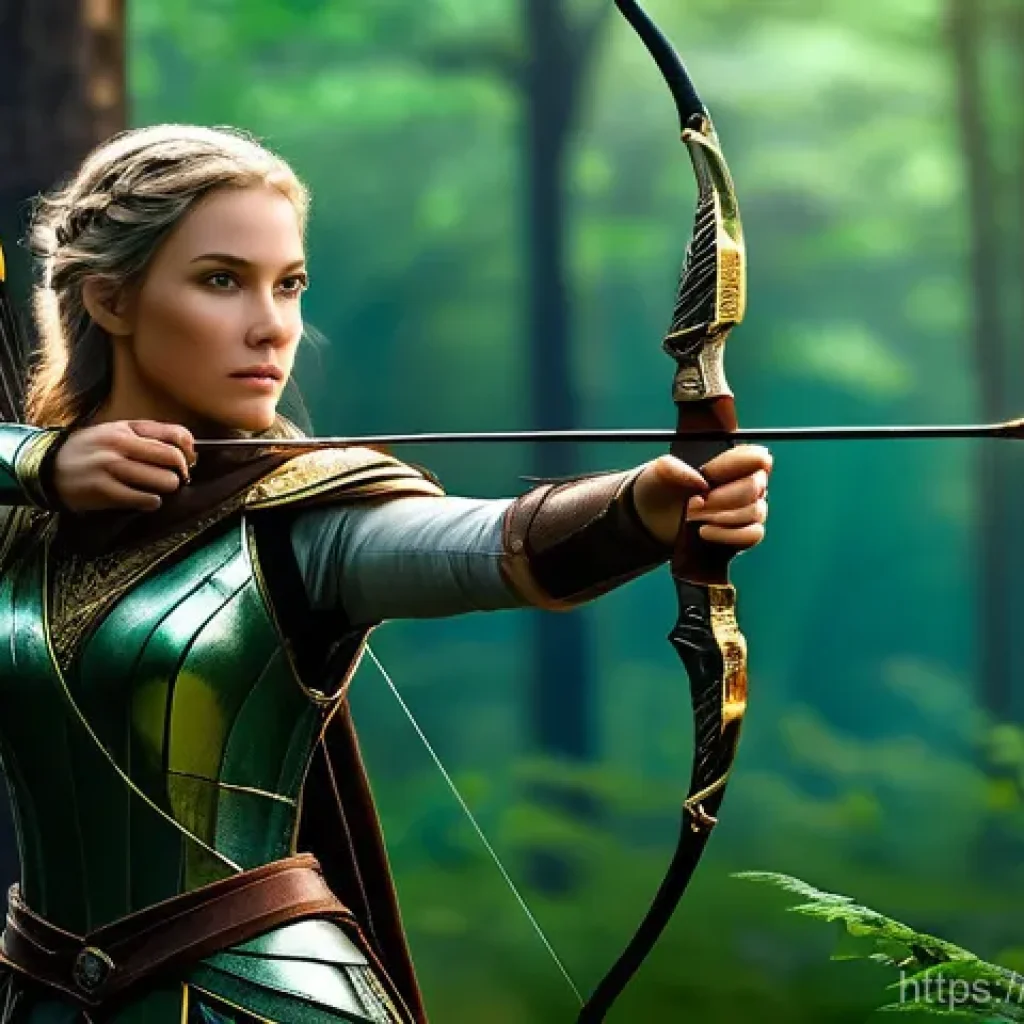 쓰론앤리버티 유저 인기 클래스 순위 - **A focused female "Seeker" (Longbow + Wand user) from Throne and Liberty.** She stands dynamically ...