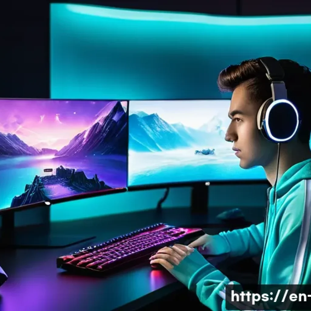 쓰론앤리버티 PC 사양 추천 - **Prompt:** A focused young adult gamer, gender-neutral, wearing a stylish but modest gaming tracksu...